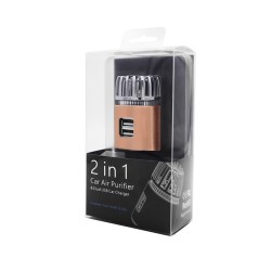 MINI čistička vzduchu IONKINI JO-6291 do auta, ionizátor, ozonizátor, dual USB - zlatá